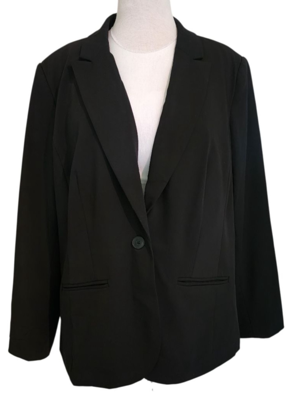 Liz Claiborne Woman Black Blazer Jacket Size 16W Plus Suit Career Office Blazer